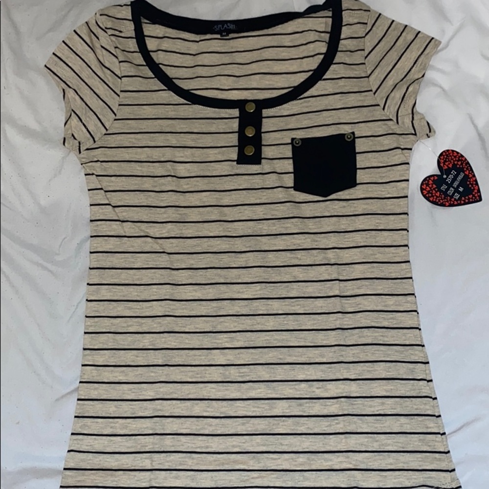 Cute Creamy Beige stripe shirts with buttons